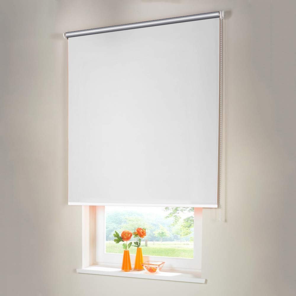 Blackout Thermal Roller Shade with Side Chain, 135 x 140 cm, White