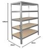 shelfplaza Pro 230 x 40 x 45 cm Heavy-Duty Shelving Unit, Galvanized, 5 Shelves, 200 kg Each view 2