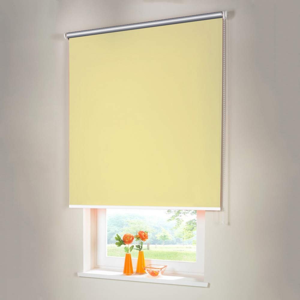 Blackout Thermal Roller Blind, Chain-Operated, 95 × 160 cm, Light Yellow