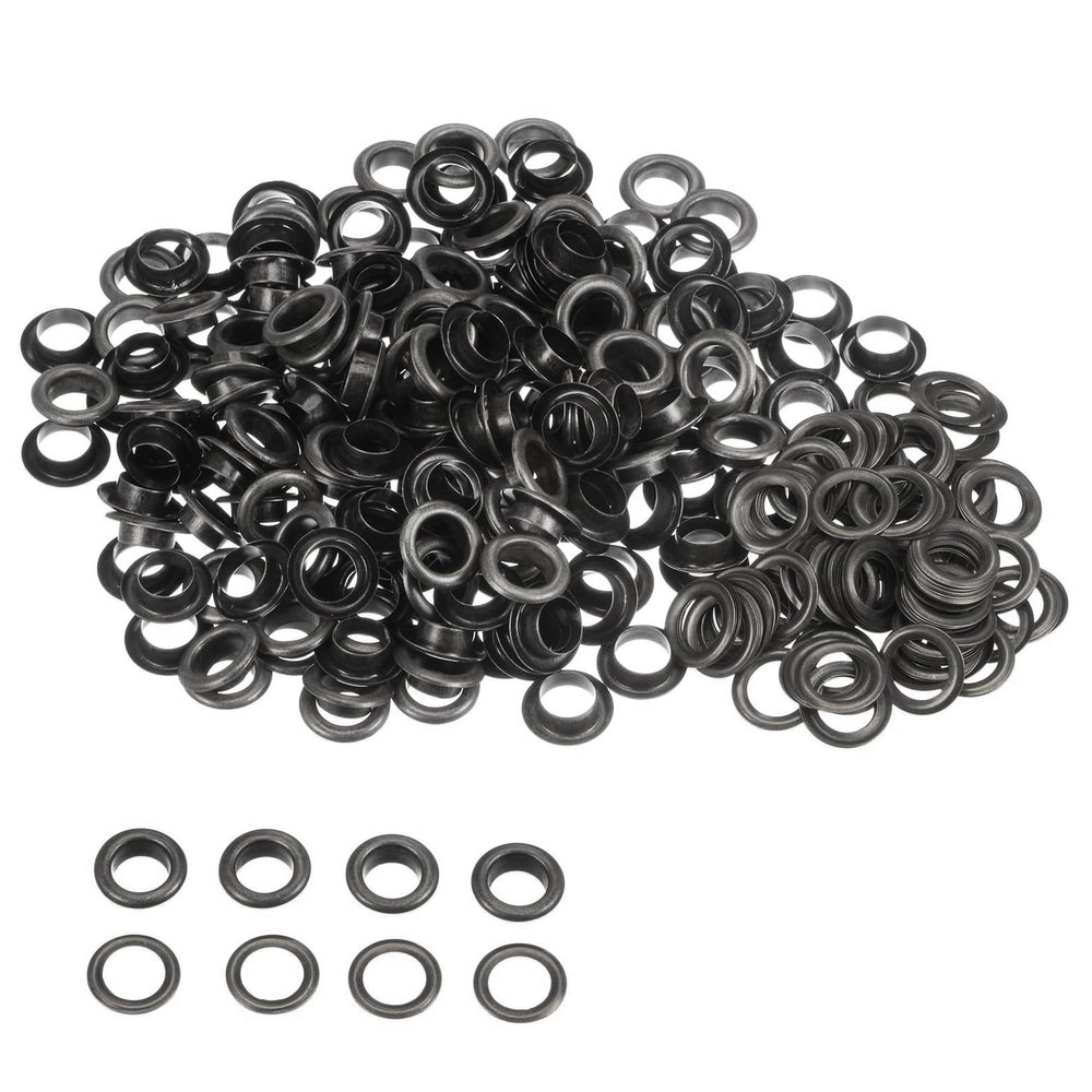 Trimming Shop Gunmetal 17 mm Iron Eyelets with Washers, 50 Pieces