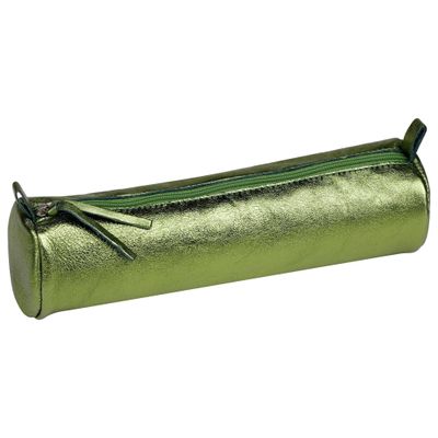 Clairefontaine 8711C Round Pencil Case, Pearlescent Effect, 5.5 x 22 cm, Green