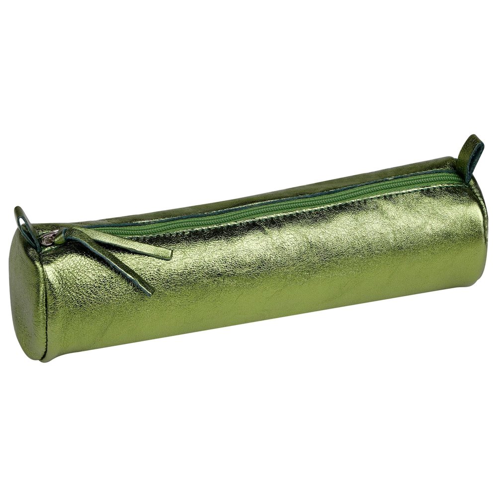 Clairefontaine 8711C Round Pencil Case, Pearlescent Effect, 5.5 x 22 cm, Green