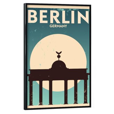 artboxONE Retro Design Poster “Berlin Städte” with Black Frame, 30 x 20 cm