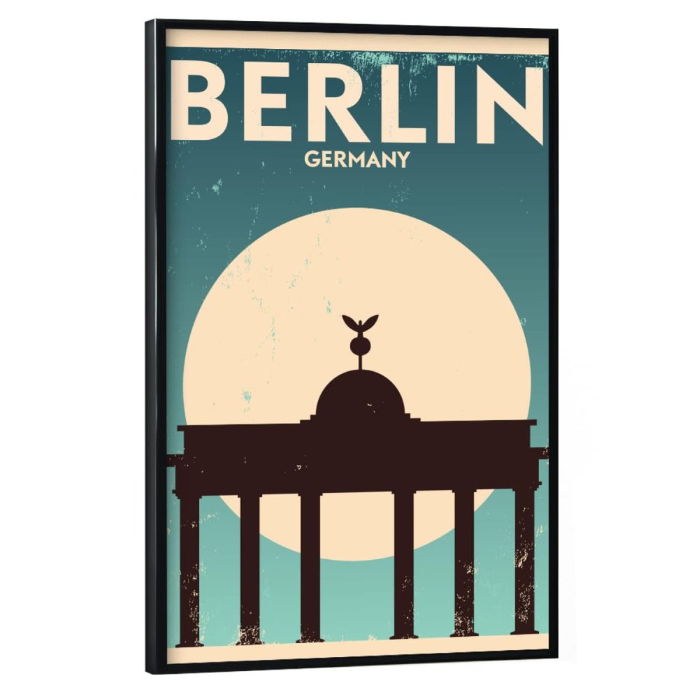 artboxONE Retro Design Poster “Berlin Städte” with Black Frame, 30 x 20 cm