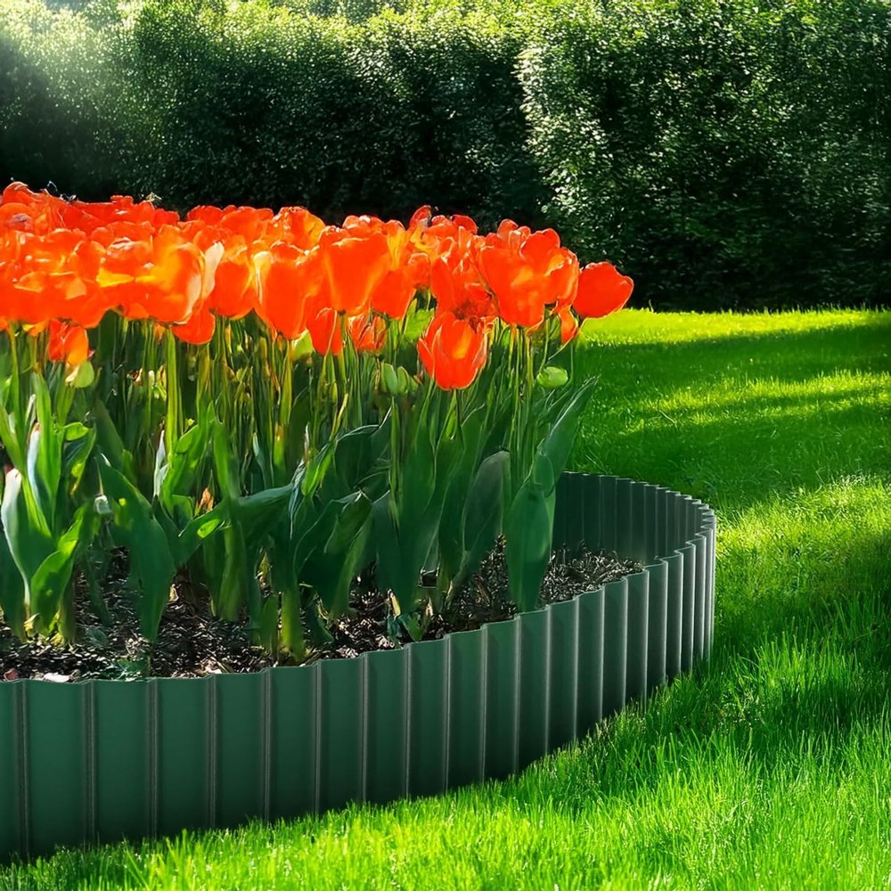 HomeZone Green Garden Lawn Edging, 15 cm x 9 m