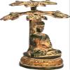 Exotic India Tibetan Buddhist Lord Buddha Seated Under a Tree - Brass Statue - Green Gold view 2