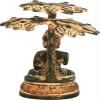 Exotic India Tibetan Buddhist Lord Buddha Seated Under a Tree - Brass Statue - Green Gold view 3