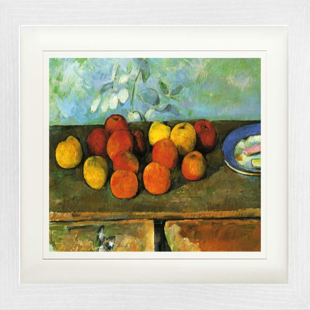 1art1 Paul Cézanne Poster, Apples and Biscuits, 1879, Framed Art Print with Mat, 40 x 30 cm