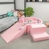 KiddyMoon Ball Pit 90 x 30 cm with 300 7 cm Balls, Round Ball Pool for Babies and Children, Pink/Light Green/Yellow/Turquoise/Orange/Dark Pink/Violet view 4