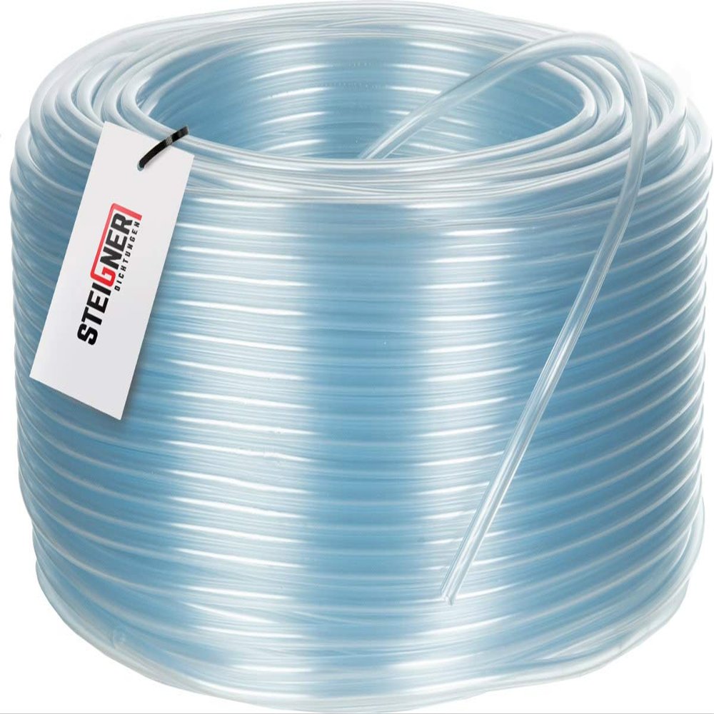 STEIGNER Transparent PVC Gasoline/Water Hose, 4–7 mm, 15 m, SBS-03-15