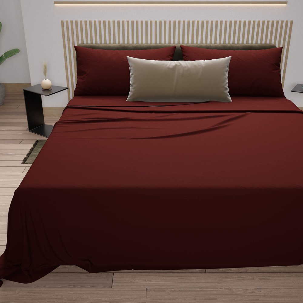 PETTI Artigiani Italiani Bordeaux Percale Bedding Set, 180 x 200 cm