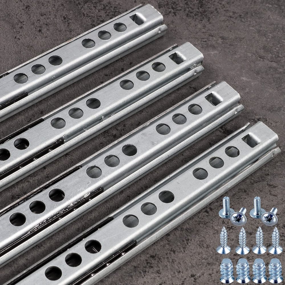 Stahlia Drawer Slides, 4-Pack, Steel Partial Extension, 17 mm Groove Height, 182 mm
