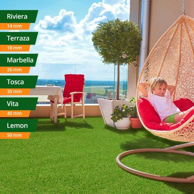 casa pura VITA Artificial Grass Carpet, 40 mm, Real Grass Look, Water-Permeable and UV-Resistant, 200 x 500 cm