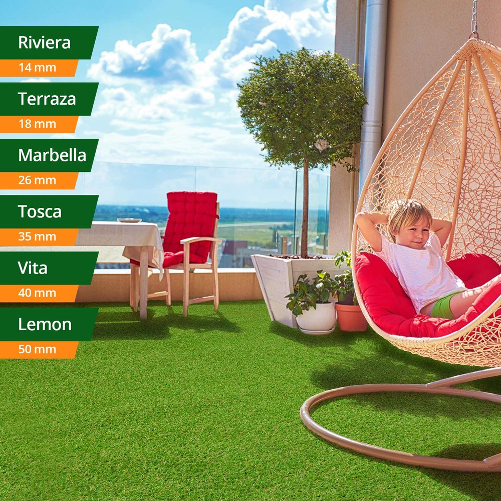 casa pura VITA Artificial Grass Carpet, 40 mm, Real Grass Look, Water-Permeable and UV-Resistant, 200 x 500 cm