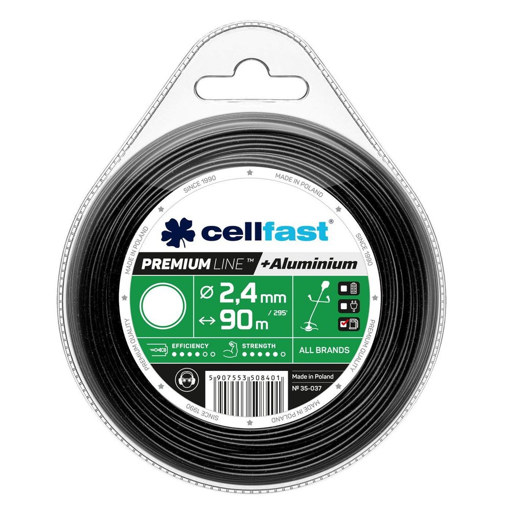 Cellfast Trimmer Line for Grass Trimmers and Brush Cutters, Hardened with Aluminum, Premium Round Cross-Section, 2.4 mm, 90 m