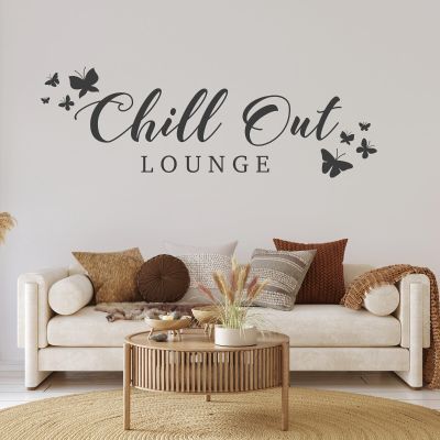 tjapalo S-PKM442 Wall Decal “Chillout Lounge” for Living Room, Modern Wall Sticker, Bathroom Wellness, Multiple Colors, W58 x H20 cm, Red