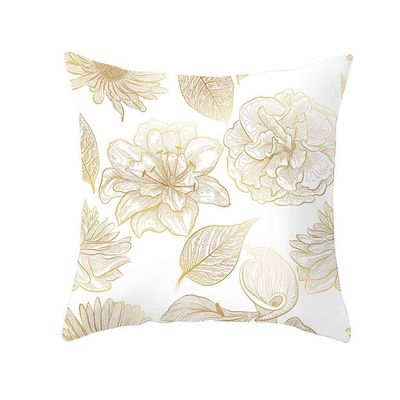 Xmiral Pillowcase with Golden Leaf Print 45cm x 45cm