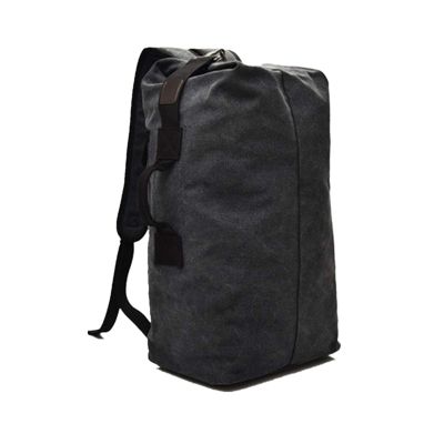 Elonglin Unisex Canvas Backpack, Weekender Travel Bag, Black, M