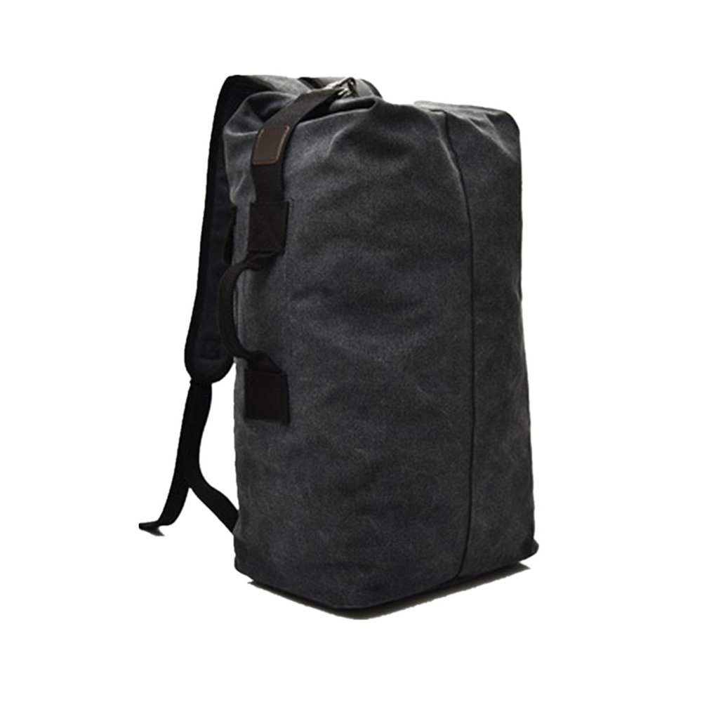 Elonglin Unisex Canvas Backpack, Weekender Travel Bag, Black, M