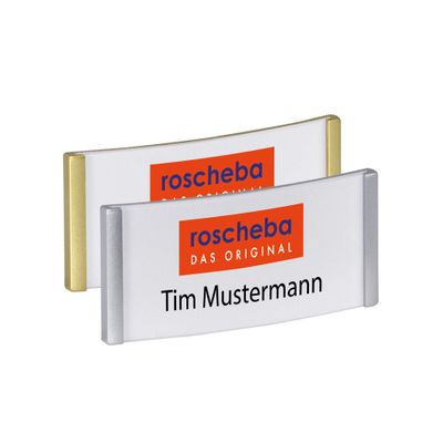 100 Narrow Magnetic Name Badges, 75 x 26 mm, Gold Supermagnet, Made in Germany