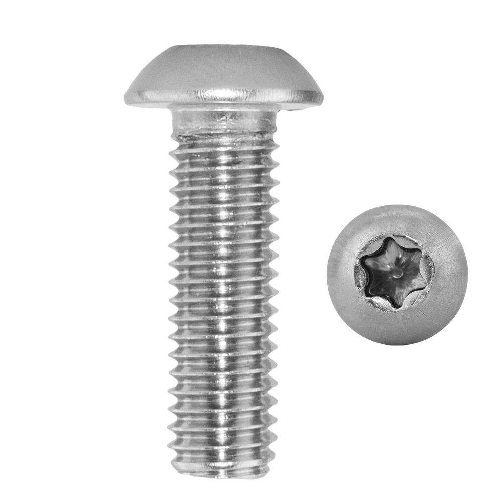 Ds Items Button Head Screws, Hexalobular Socket (ISR), M10 x 16, ISO 7380, A2 Stainless Steel, 200 pcs