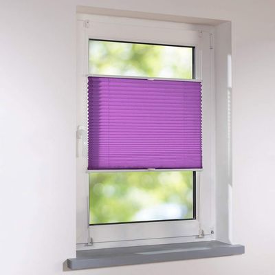 Tensioned Pleated Blind, Clamp-Fix Universal, Aubergine, 89 x 170 cm