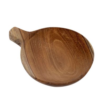 Brillibrum Teak Wood Breakfast Board with Handle, Round