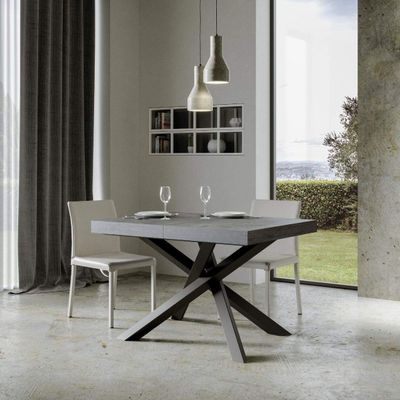 Itamoby Volantis Extendable Table, Concrete Top, Anthracite Frame, 160–420 cm