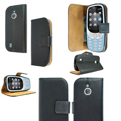 PIXFAB Flip Case for Nokia 3310 3G/4G, Leather, Black