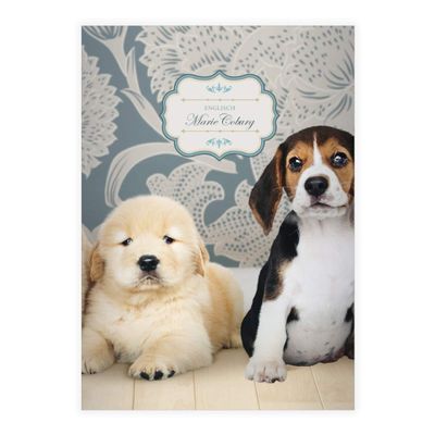 8 Personalized Cute Baby Dog A5 School Notebooks, Blue Grid, Grade 10