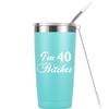 Funny 40th Birthday Tumbler with Lid, 20 oz, Stainless Steel view 1