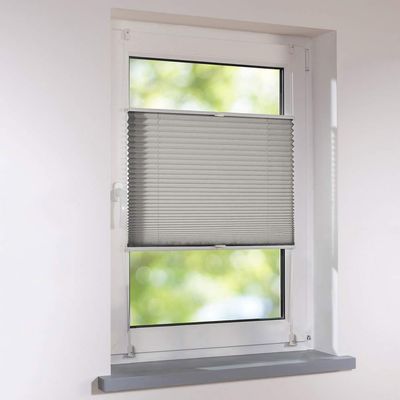 Tensioned Pleated Blind, Clamp-Fix Universal, Gray, 91 x 210 cm