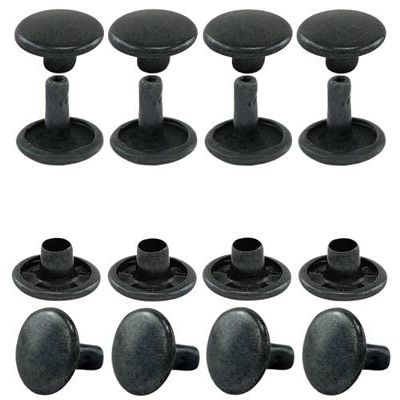 GETMORE Parts Double-Cap Hollow Rivets, Steel, 2-Piece, Black, 7 mm, 100 pcs