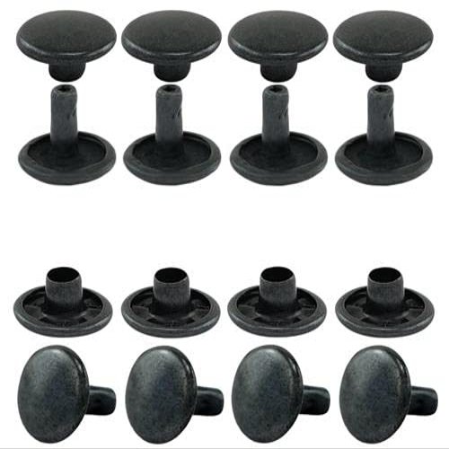 GETMORE Parts Double-Cap Hollow Rivets, Steel, 2-Piece, Black, 7 mm, 100 pcs