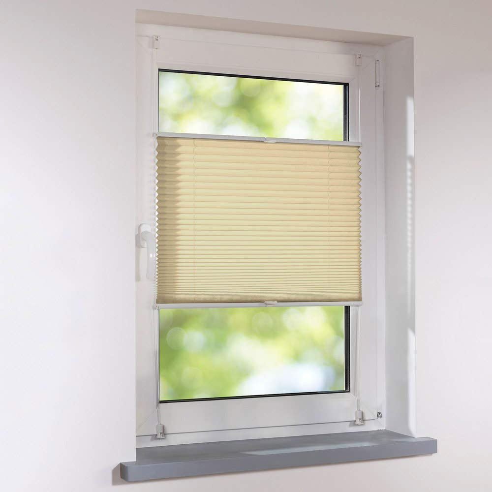Custom-Made Pleated Blind, Clamp-Fix, Beige, 55 x 160 cm