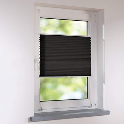 Tensioned Pleated Shade, Clamp-Fit Universal, No Drilling, 81 x 180 cm, Black