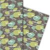 Retro Fisherman Gift Wrap Set, 4 Sheets, 1970s Fish Design, Brown and Green, 32 x 48 cm view 2