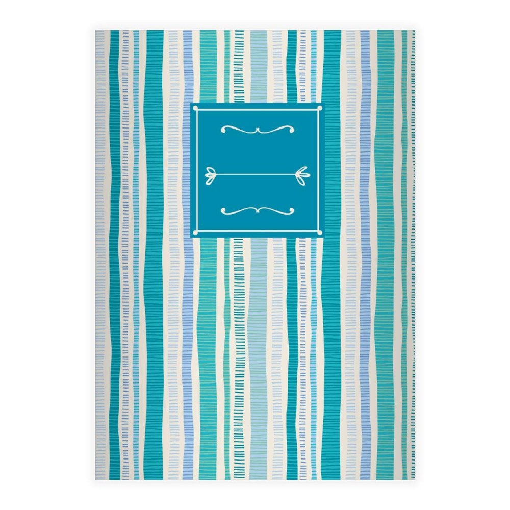 Kartenkaufrausch 8 Retro Doodle Stripes DIN A4 School Notebooks, Turquoise Blue Grid Ruled 26, 16 Sheets/32 Pages