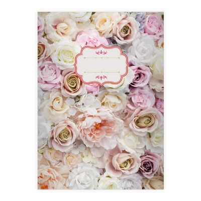 Kartenkaufrausch 4 Romantic Roses A4 School Notebooks, Pink Graph Paper, Pattern 26