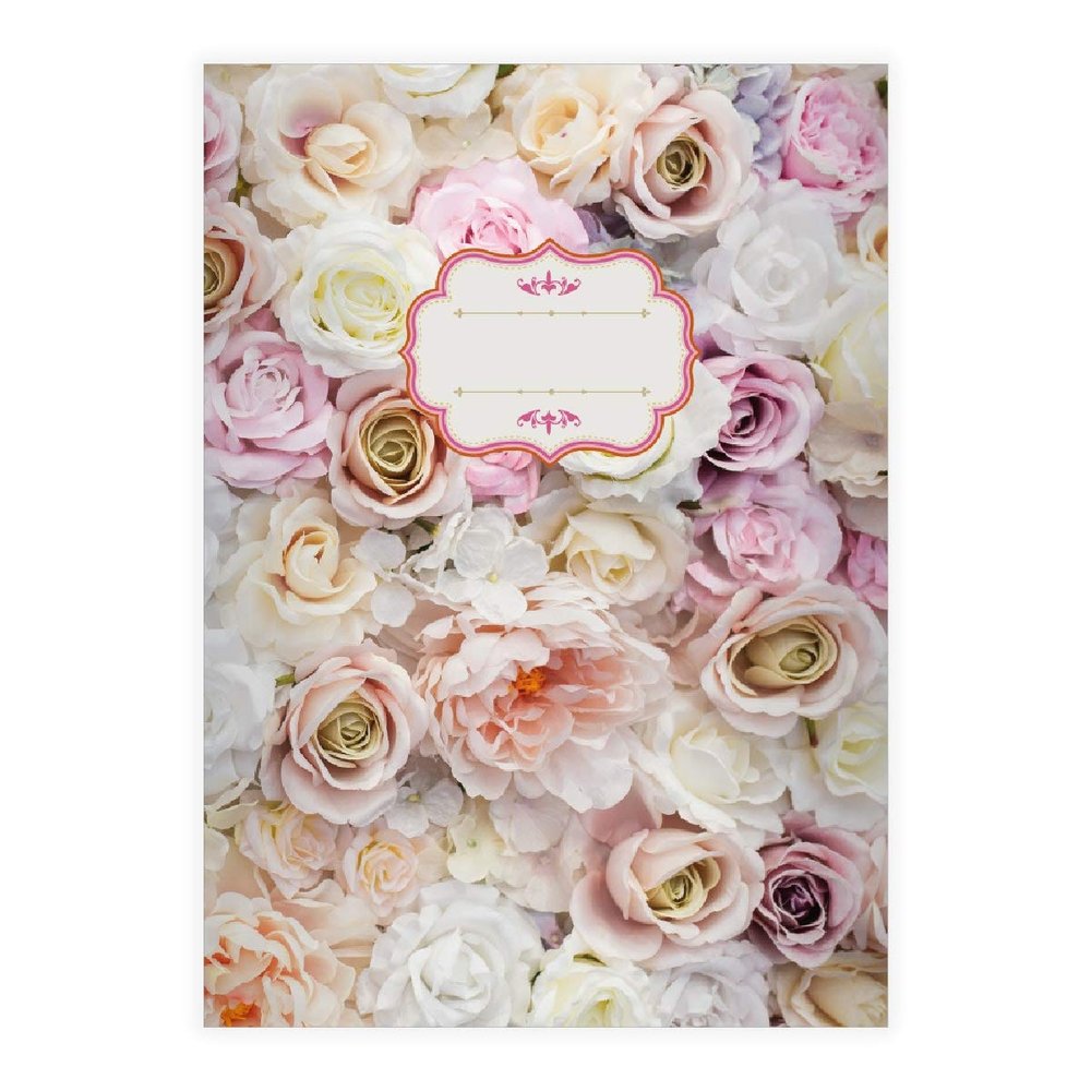 Kartenkaufrausch 4 Romantic Roses A4 School Notebooks, Pink Graph Paper, Pattern 26
