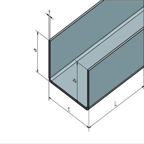 2000 mm Bent Aluminum U-Profile, 1.0 mm Thick, 60 x 100 x 60 mm