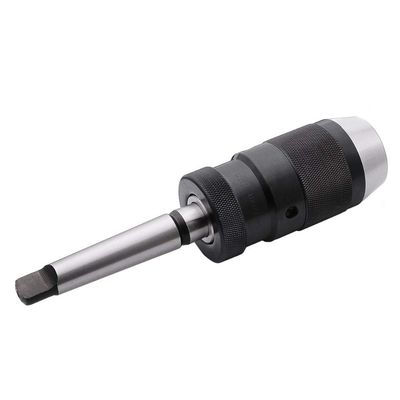 Self-Centering Keyless Drill Chuck for CNC Lathes, Milling Machines, and Drills, Black/Silver