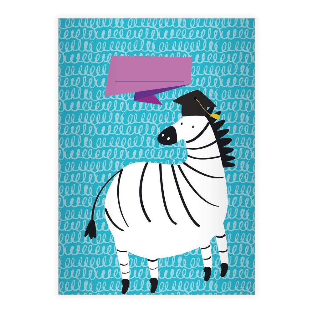 Kartenkaufrausch 8 DIN A4 School Notebooks – Cheerful Scholars, Smart Zebra, Light Blue, 7 mm Grid, 16 Sheets/32 Pages