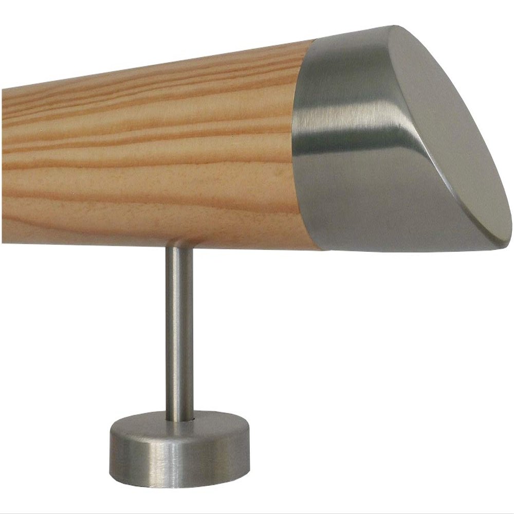 TIBU Larch Wood Handrail, 300 cm, with 4 Stainless Steel Holders