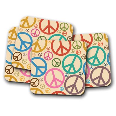 Peace Symbol Hippie Surf Coasters, Set of 4 #15591