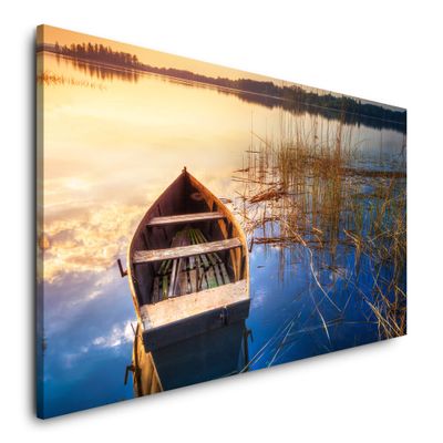 Paddle Boat at Sunset, 120 x 60 cm Panoramic Canvas Wall Art