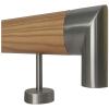 TIBU Larch Wood Handrail, 150 cm, with 3 Stainless Steel Wall Brackets and End Pieces view 1