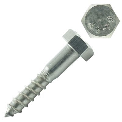Eisenwaren2000 | M10 x 200 mm Hex-Head Wood Screws (20 pcs) - DIN 571 - External Hex-Head Screws - Shank Screws - Stainless Steel A2 V2A - Rust-Resistant