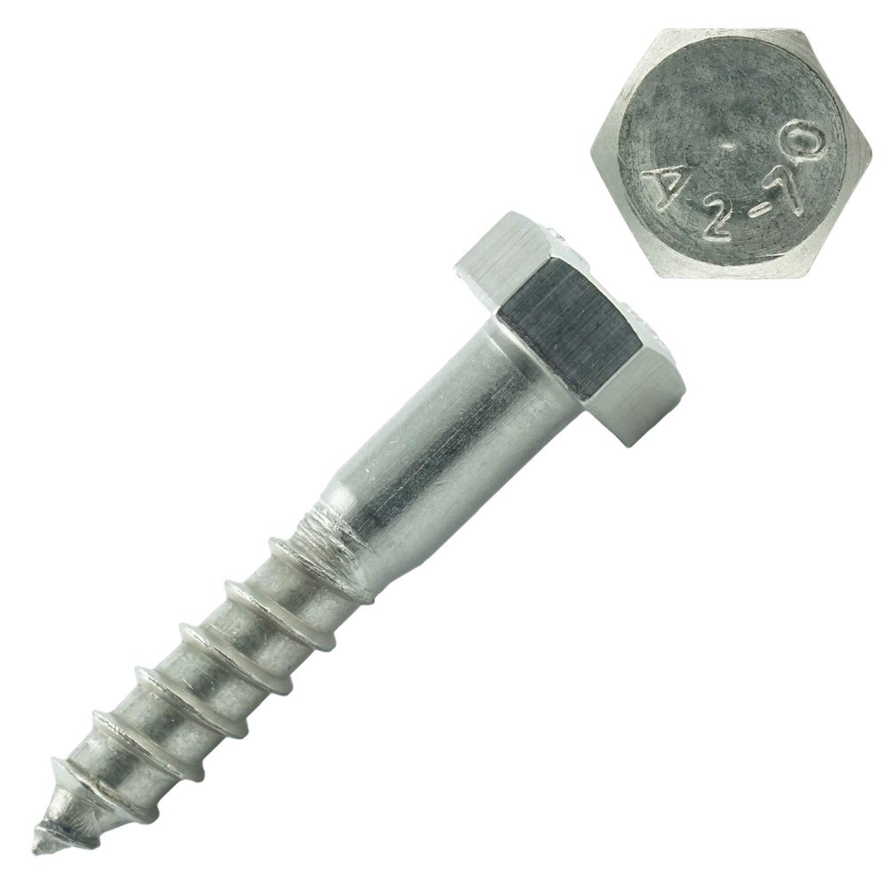 Eisenwaren2000 | M10 x 200 mm Hex-Head Wood Screws (20 pcs) - DIN 571 - External Hex-Head Screws - Shank Screws - Stainless Steel A2 V2A - Rust-Resistant