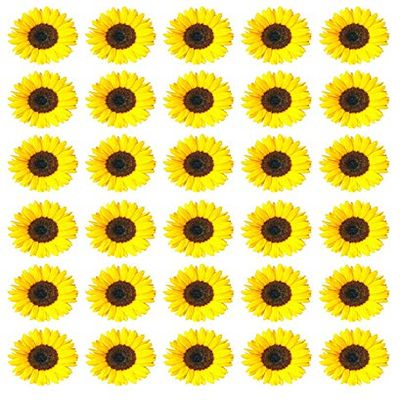 Edible Sunflower Cupcake Toppers, Yellow, 30 Count